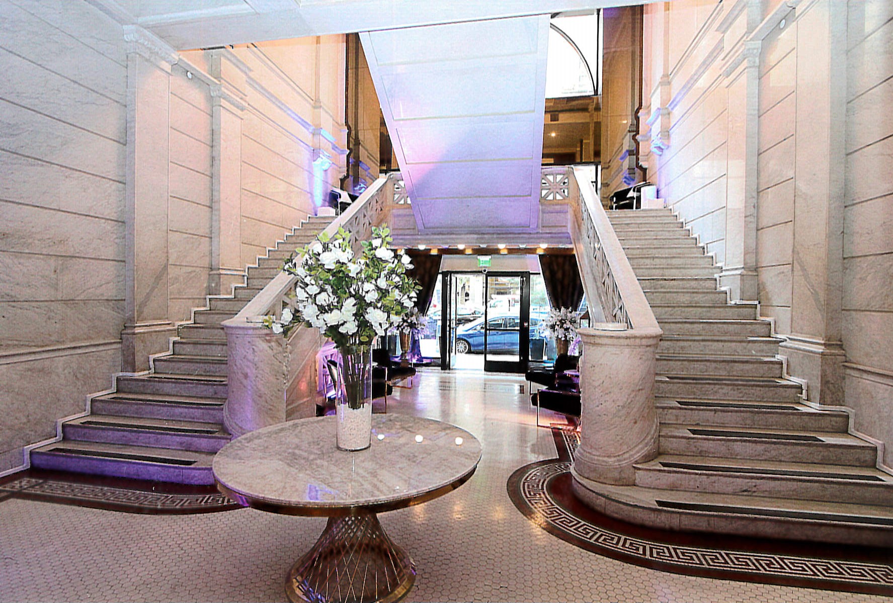 Lobby facing towards Spring Street featuring rehabilitated original marble on walls and stairs